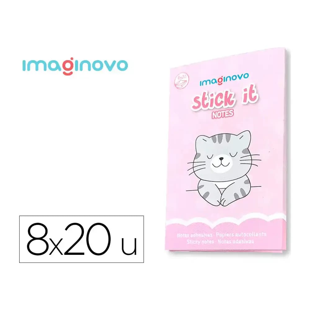 Imaginovo Notas adhesivas imaginovo stick it! notebook 20 notas adhesivas gatito tamaños surtidos