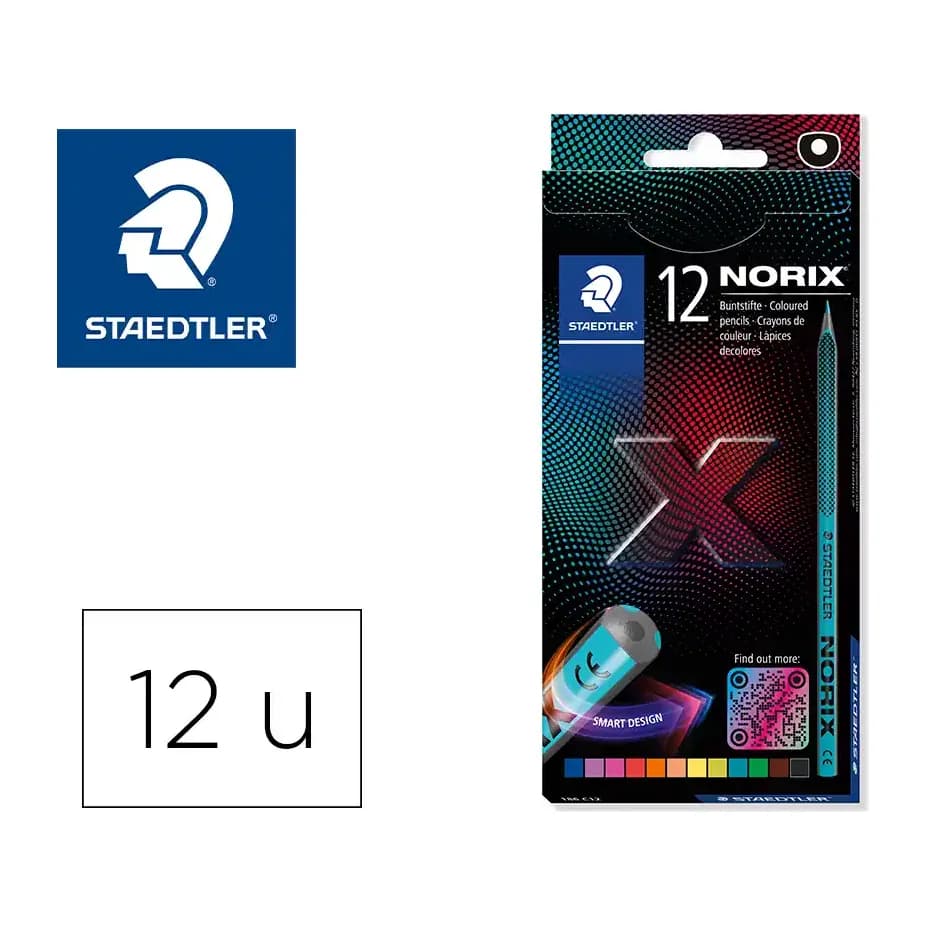 Staedtler Lapices de colores staedtler norix con forma inteligente estuche de 12 unidades colores surtidos