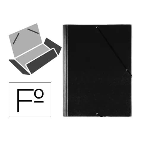 Saro Carpeta saro gomas tres solapas plastico folio color negro