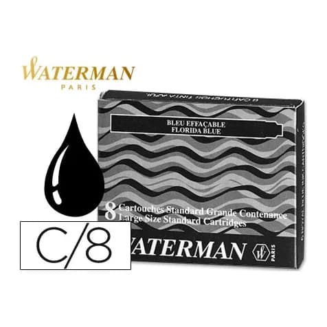 Waterman Tinta estilografica waterman negra caja de 8 cartuchos standard largos