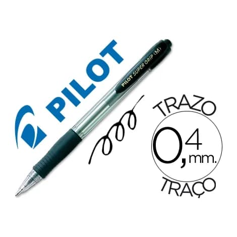 Pilot Boligrafo pilot super grip retractil sujecion de caucho tinta base de aceite