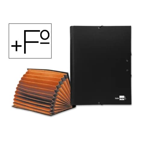 Liderpapel Carpeta clasificadora liderpapel 12 departamentos folio prolongado carton forrado negra fuelle