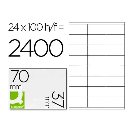Q-connect Etiqueta adhesiva q-connect kf10647 tamaño 70x37 mm fotocopiadora laser ink-jet caja con 100 hojas din a4