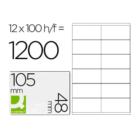 Q-connect Etiqueta adhesiva q-connect kf10657 tamaño 105x48 mm fotocopiadora laser ink-jet caja con 100 hojas din a4