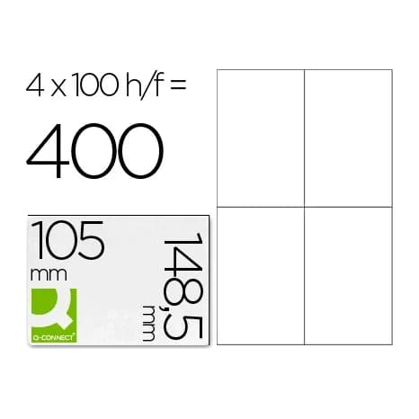 Q-connect Etiqueta adhesiva q-connect kf10660 tamaño 105x148,5 mm fotocopiadora laser ink-jet caja con 100 hojas din a4