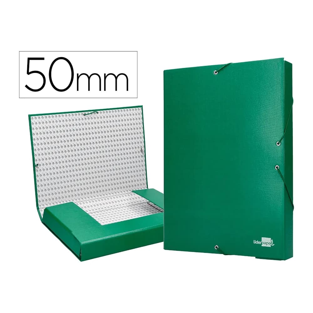 Carpeta proyectos liderpapel folio lomo 50mm carton forradoverde