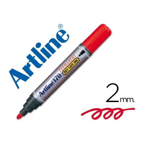 Rotulador permanente Artline 170 antisecado de punta redonda de 2 mm – Rojo