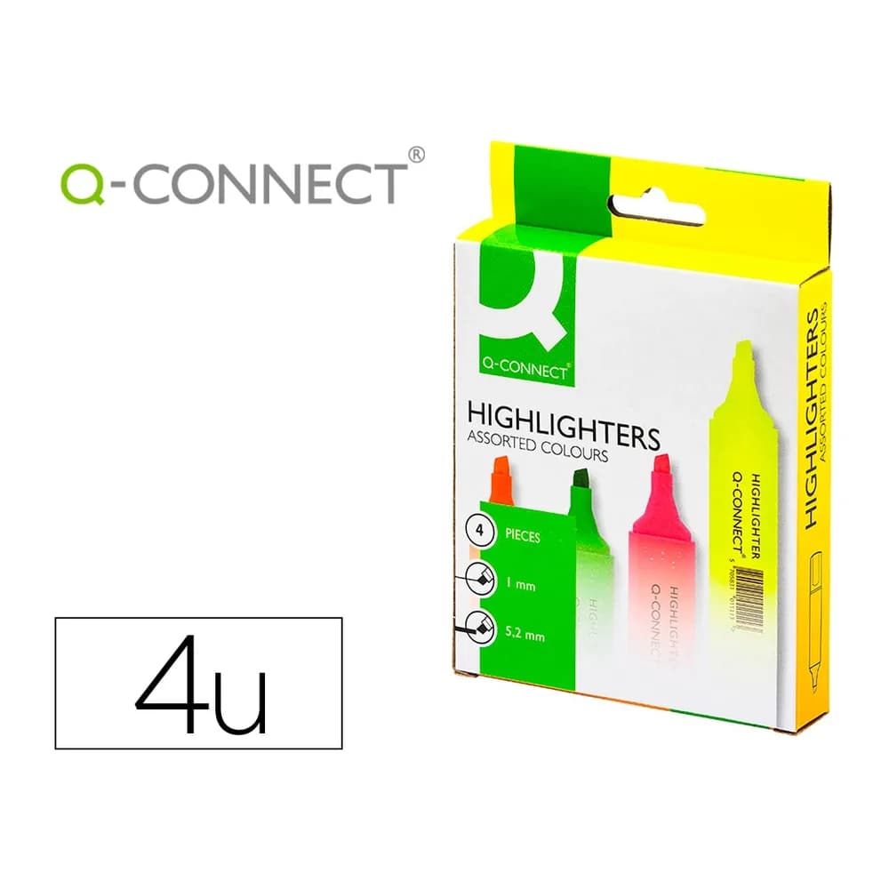 Q-connect Rotulador q-connect fluorescente surtido caja de 4 unidades colores surtidos