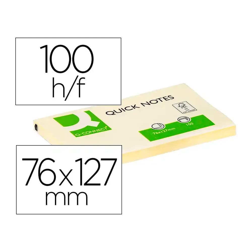 Q-connect Bloc de notas adhesivas quita y pon q-connect 76x127 mm con 100 hojas