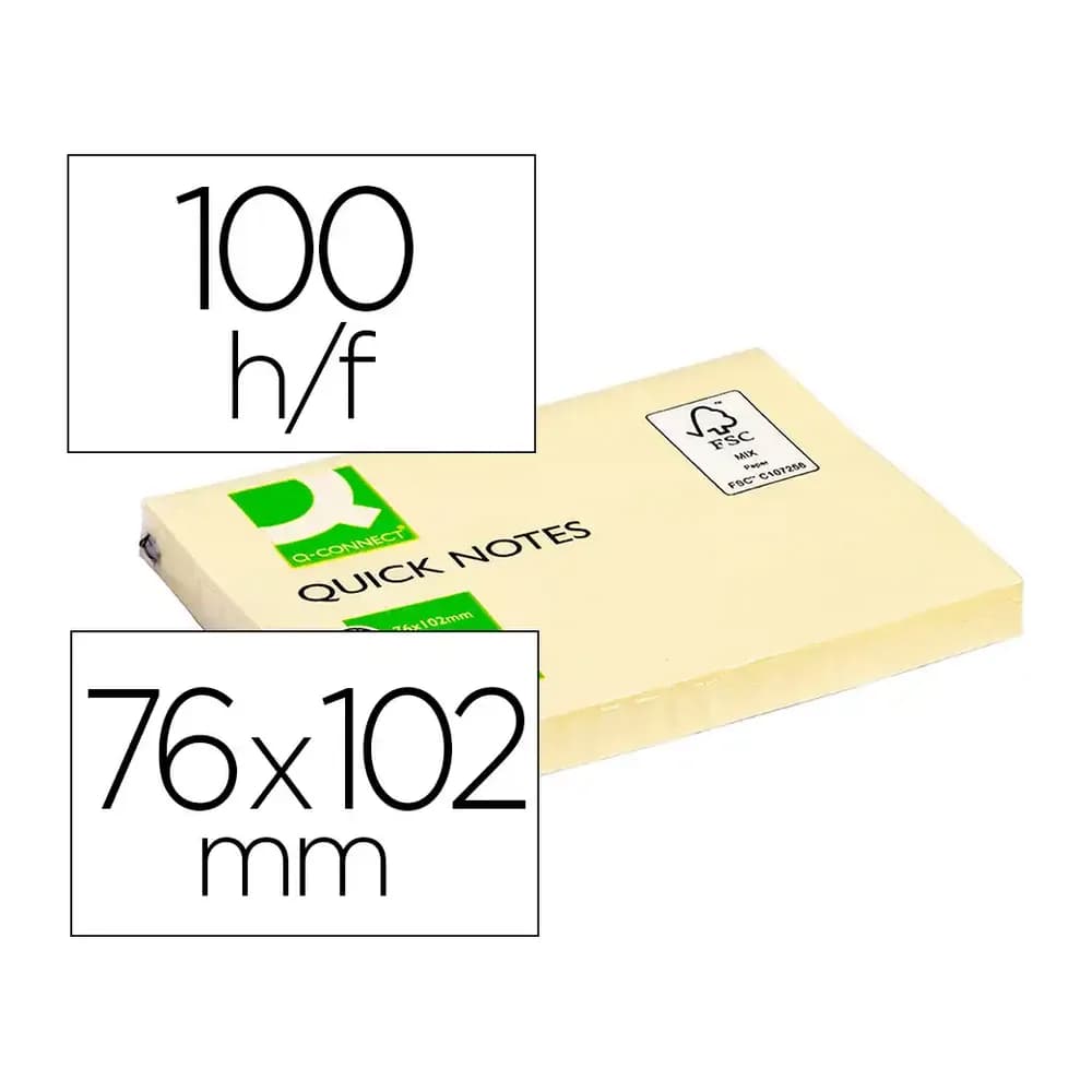 Q-connect Bloc de notas adhesivas quita y pon q-connect 76x102 mm con 100 hojas