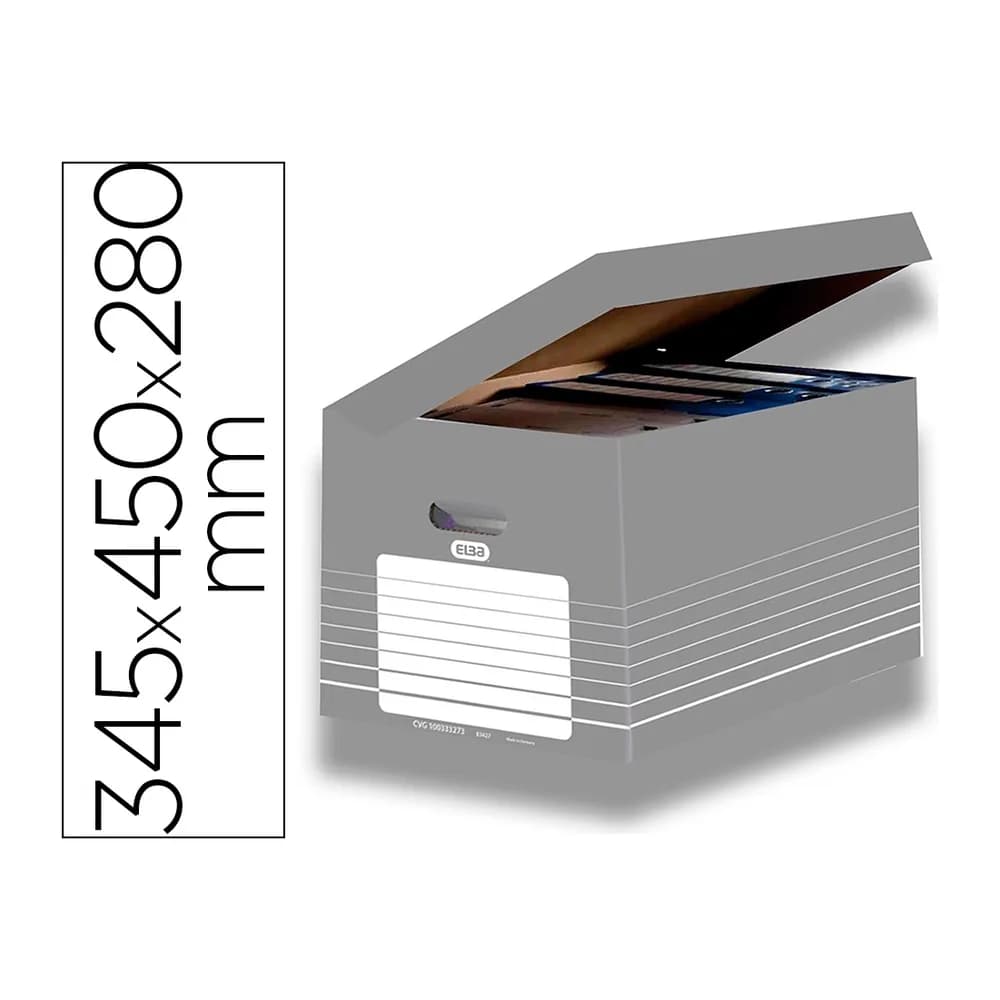 Elba Cajon elba carton color gris para 5 cajas archivo definitivo 345x450x280mm