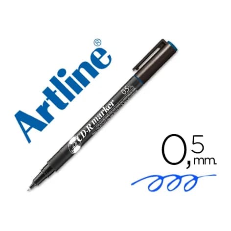 Rotulador artline para cd punta de fibra permanente ek-883 azul -punta redonda 0.5 mm