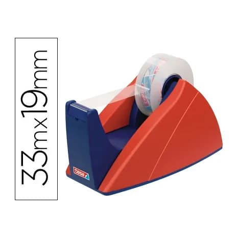 Tesa Portarrollo sobremesa tesa con cuchilla de corte recto para cintas de 33 m color azul/rojo