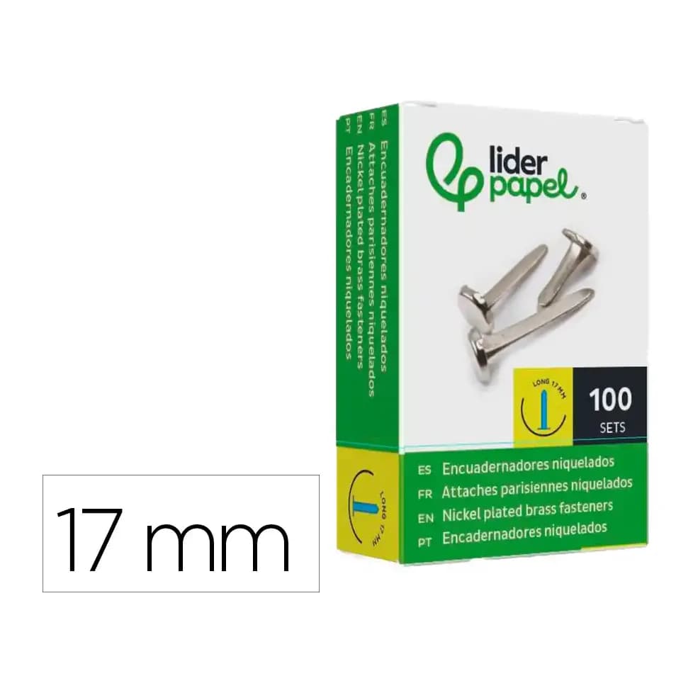 Liderpapel Encuadernadores liderpapel niquelados n.2 17 mm caja de 100 unidades
