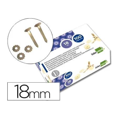 Liderpapel Encuadernadores liderpapel latonados con arandela 18 mm caja de 100 unidades