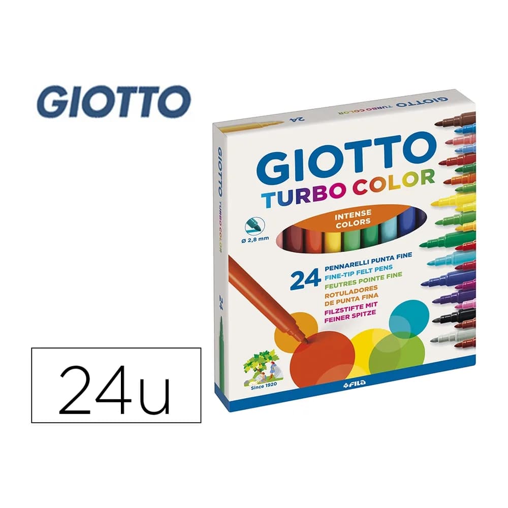 Giotto Rotulador giotto turbo color caja de 24 colores lavables con punta bloqueada