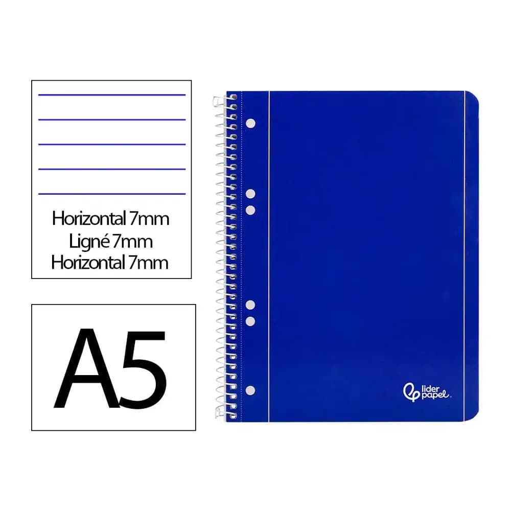 Liderpapel Cuaderno espiral liderpapel a5 micro serie azul tapa blandblanda 80h 75gr horizontal 6 taladros azul