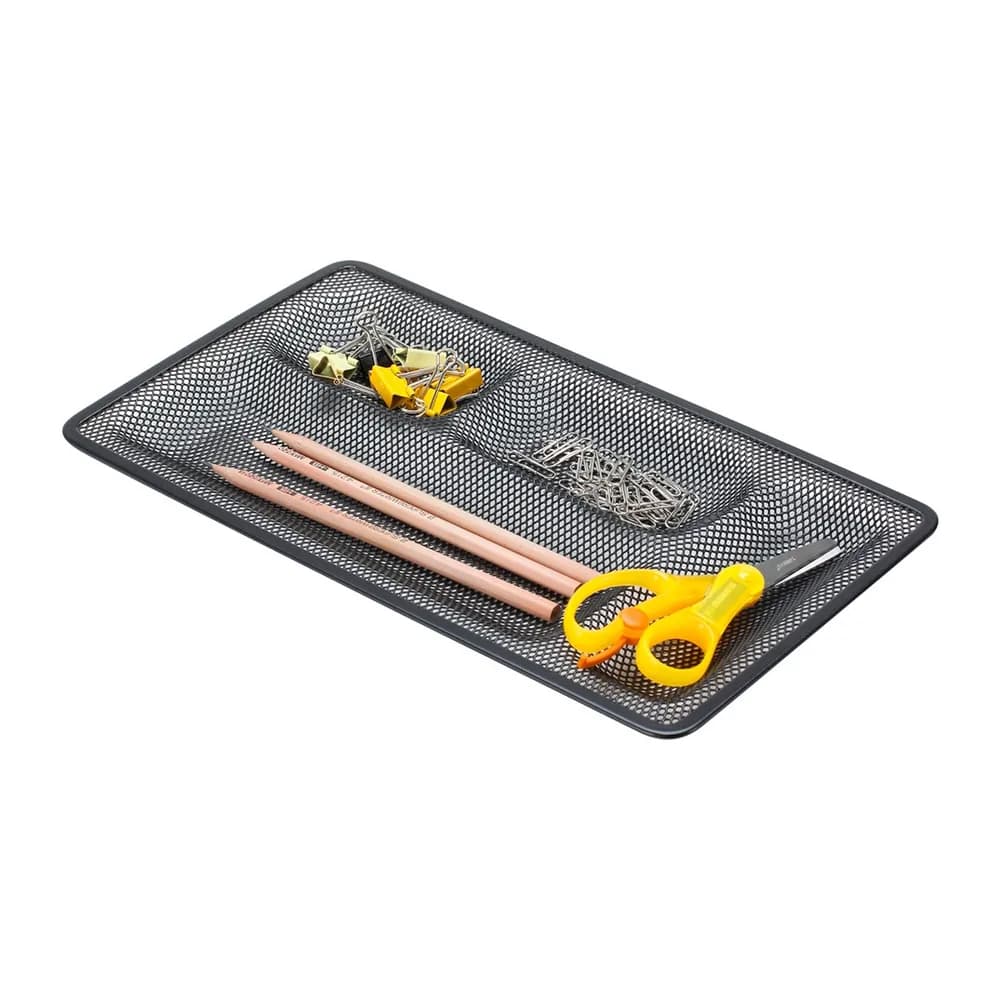 Q-connect Organizador sobremesa bandeja metalica q-connect rejilla negra con 4 departamentos 315x20x175 mm