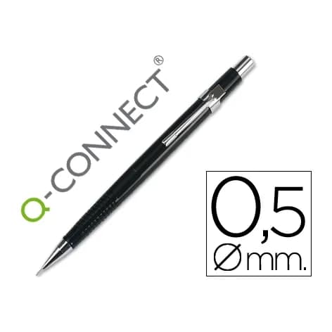 Q-connect Portaminas q-connect 0,5 mm con tres minas cuerpo negro clip metalico