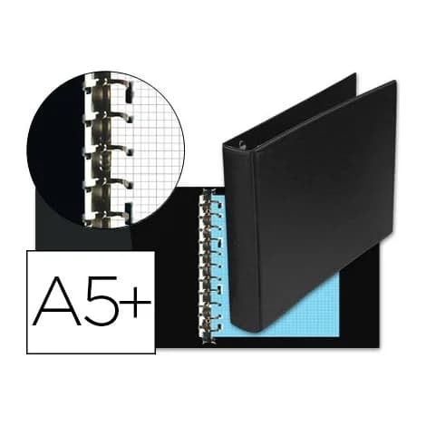 Multifin Carpeta multifin alfa 3002-m 11 anillas 24 mm plastico cuarto negro 155x215 mm