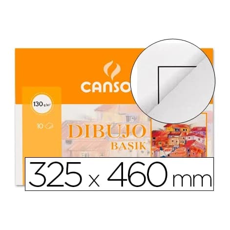 Canson Papel dibujo basik din a3+ 32,5x 46 cm con recuadro minipack de 10 hojas