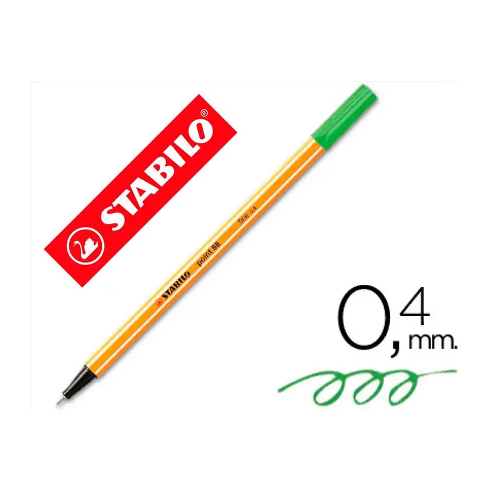 Rotulador stabilo punta de fib ra point 88 verde punta fina 0,4mm