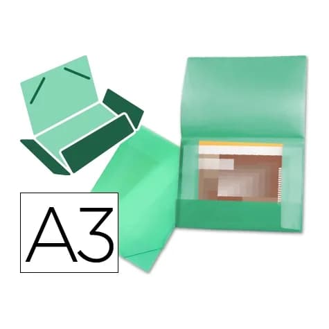 Carpeta portadocumentos Liderpapel A3 de polipropileno con solapas, gomas y lomo flexible – Verde