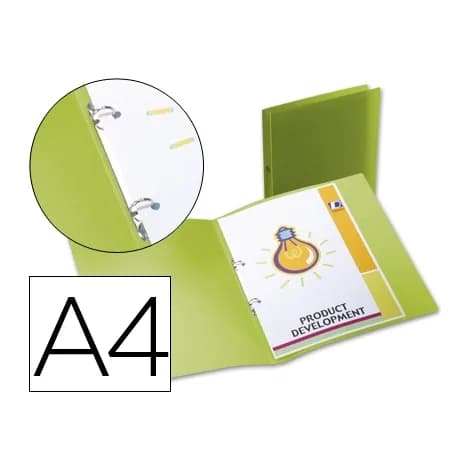 Carpeta liderpapel 2 anillas redondas mini 15 mm 49073 polipropileno din a4 verde translucido