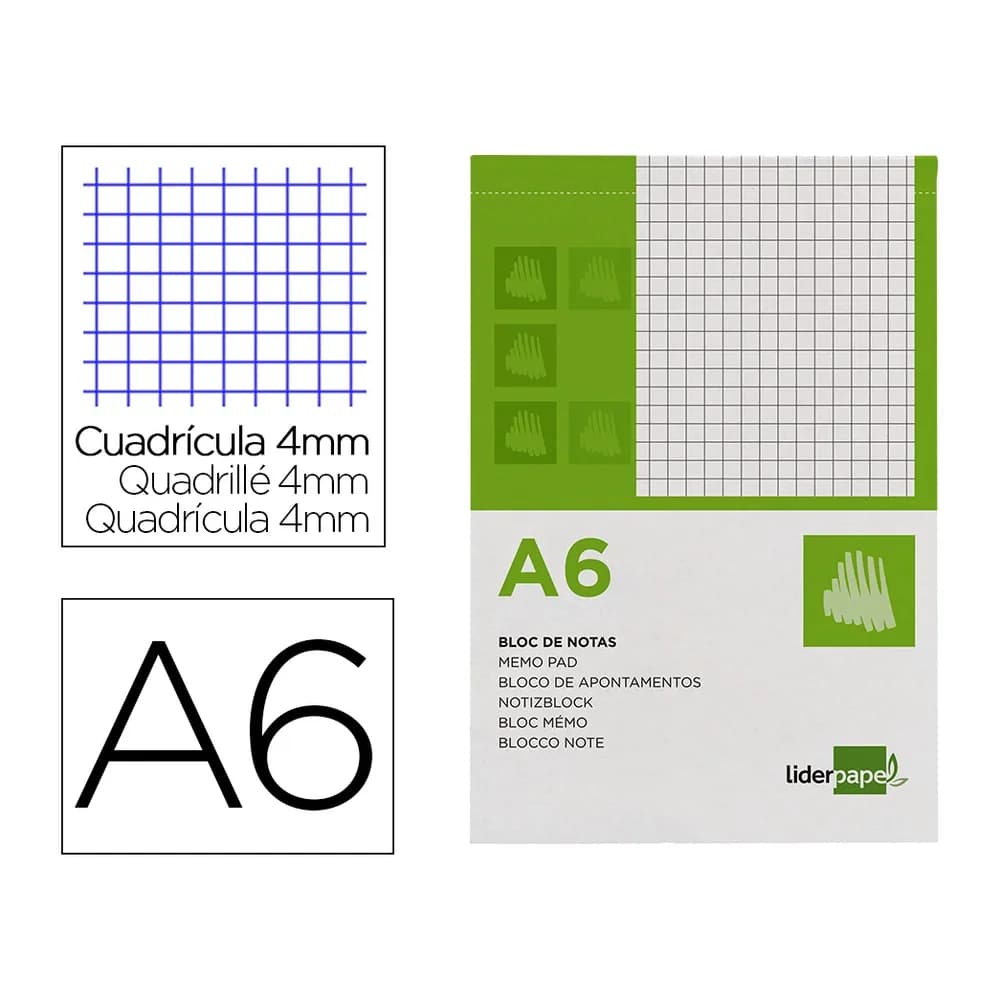 Liderpapel Bloc notas liderpapel cuadro 4mm 80 hojas perforado