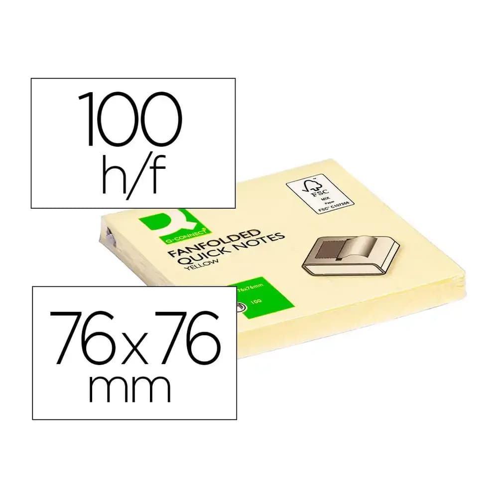 Q-connect Bloc de notas adhesivas quita y pon q-connect 76x76 mm zig-zag
