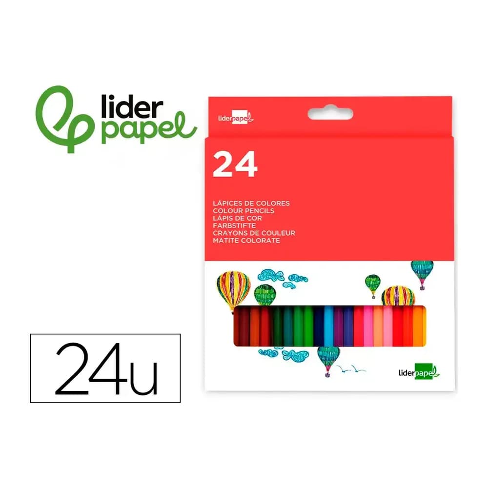 Liderpapel Lapices de colores liderpapel caja de 24 unidades colores surtidos