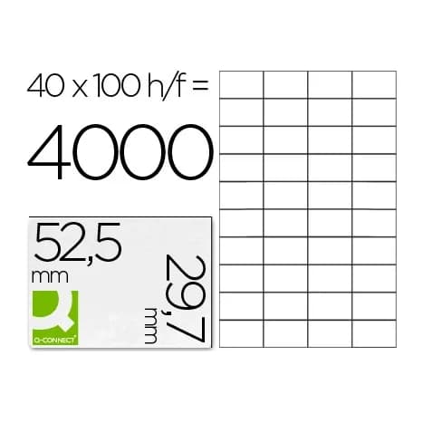 Q-connect Etiqueta adhesiva q-connect kf00574 -tamaño 52,5x29,7 mm -fotocopiadora -laser -ink-jet-caja con 100 hojas din a4