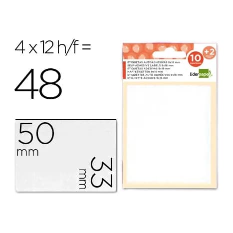 Liderpapel Etiquetas liderpapel sobre de 10 h. + 2 h. obsequio 33x50 mm -4 unidades por hoja