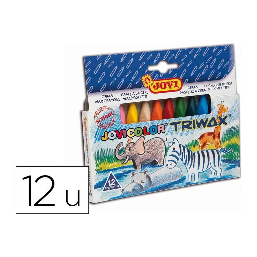 Jovi Lapices cera jovicolor triangular triwax 12 unidades colores surtidos