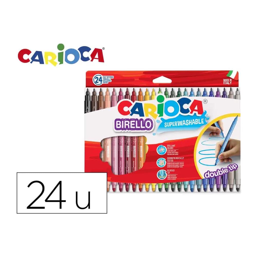 Carioca Rotulador carioca birello doble punta caja de 24 unidades colores surtidos