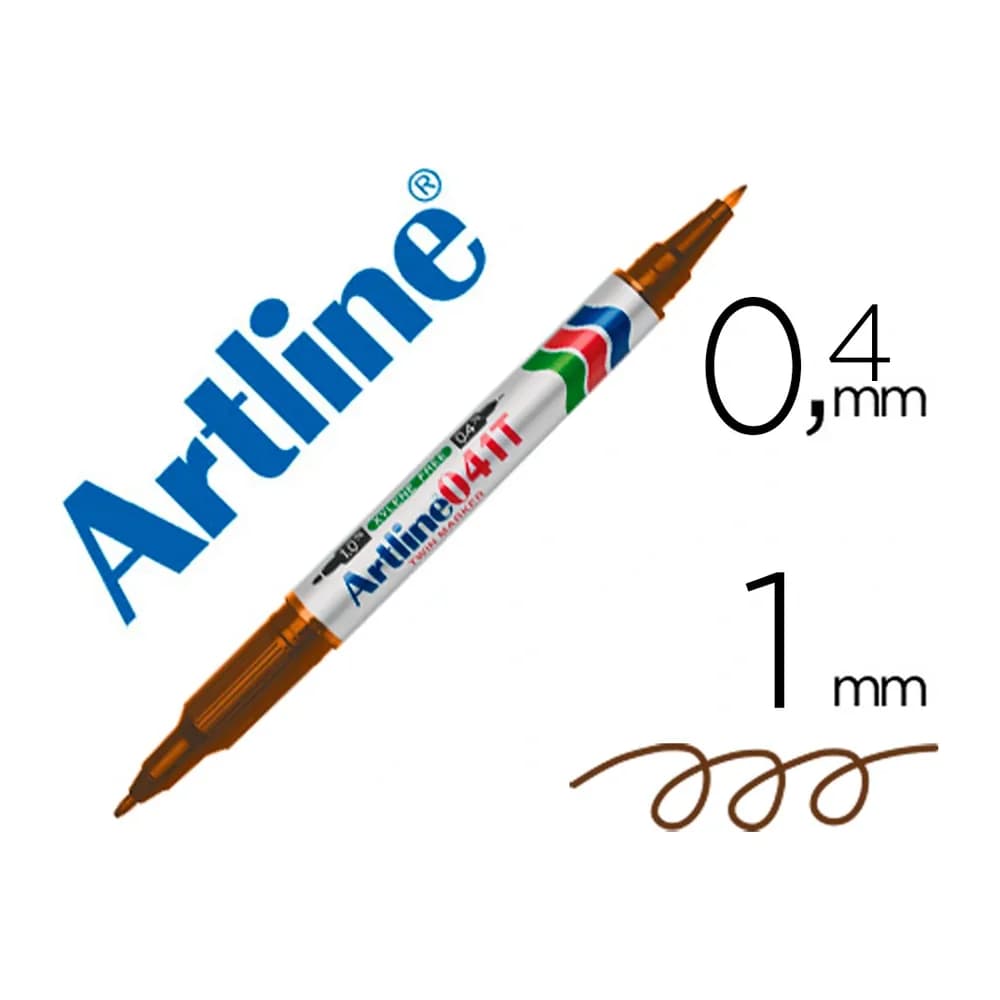 Artline Rotulador artline marcador permanente ek-041t marron -doble punta 0.4 y 1.0 mm