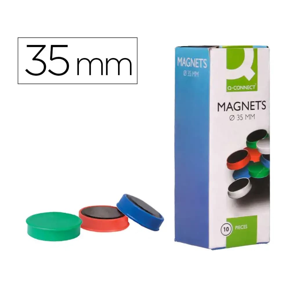Q-connect Iman para sujecion q-connect ideal para pizarras magneticas35 mm colores surtidos caja de 10 unidades