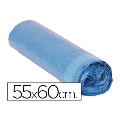 Blanca Bolsa basura domestica azul cierra facil 55x60 galga 120 rollo de 20 unidades