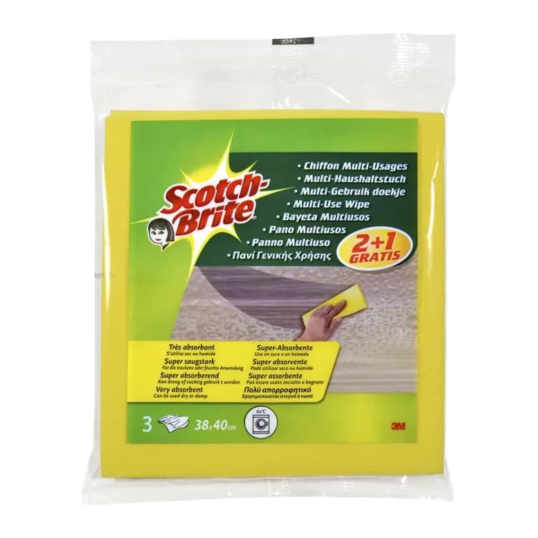 3m Bayeta multiuso 3m scotch brite amarilla pack 2 unidades + 1 gratis