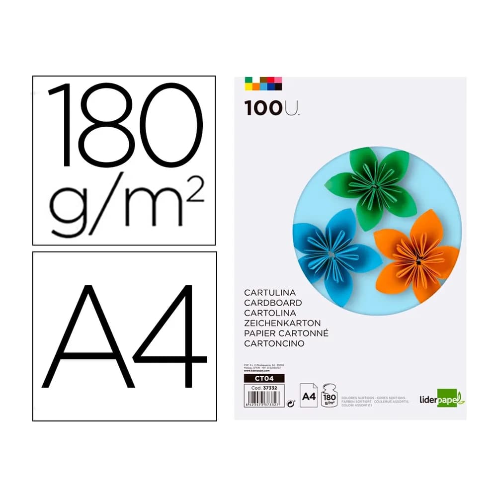 Liderpapel Cartulina liderpapel 10 colores paquete 100 hojas