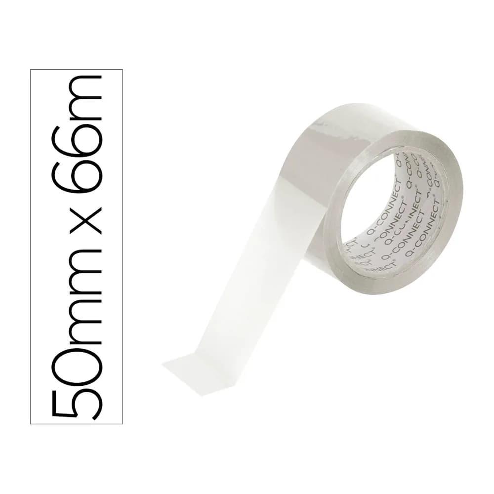 Q-connect Cinta adhesiva q-connect polipropileno transparente 66 mt x 50 mm para embalaje bajo ruido