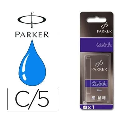 Parker Tinta estilografica parker azul real caja de 5 cartuchos