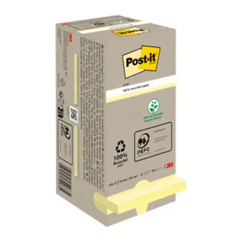 Post-it Bloc de notas adhesivas quita y pon reciclada en torre post-it 76 x 76 mm 16 blocs 654 reciclado