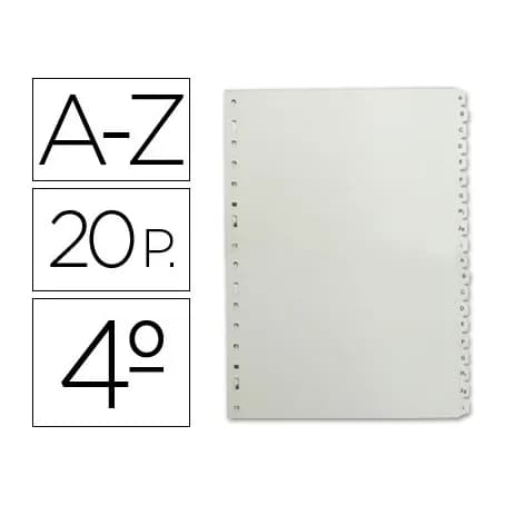 Multifin Separador alfabetico multifin 3002 plastico cuarto natural 20 pestañas 155x215 mm