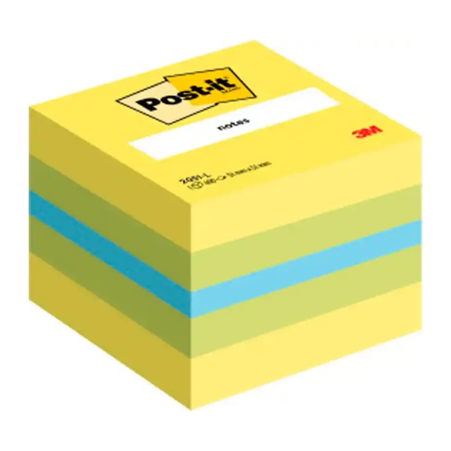 Post-it Bloc de notas adhesivas quita y pon post-it 51x51 mm minicubo color limon 2051-l 400 hojas