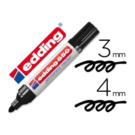 Edding Rotulador edding punta fibra permanente 550 negro n.1 punta redonda recargable