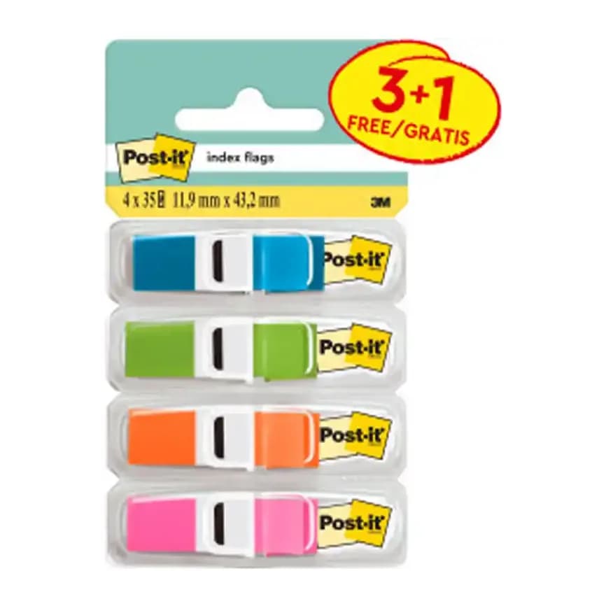 Post-it Banderitas señalizadoras post-it 3+1 gratis clipstrip