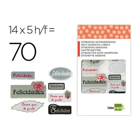 Liderpapel Etiqueta liderpapel adhesiva felicidades / deseo que te guste sobre de 70 unidades