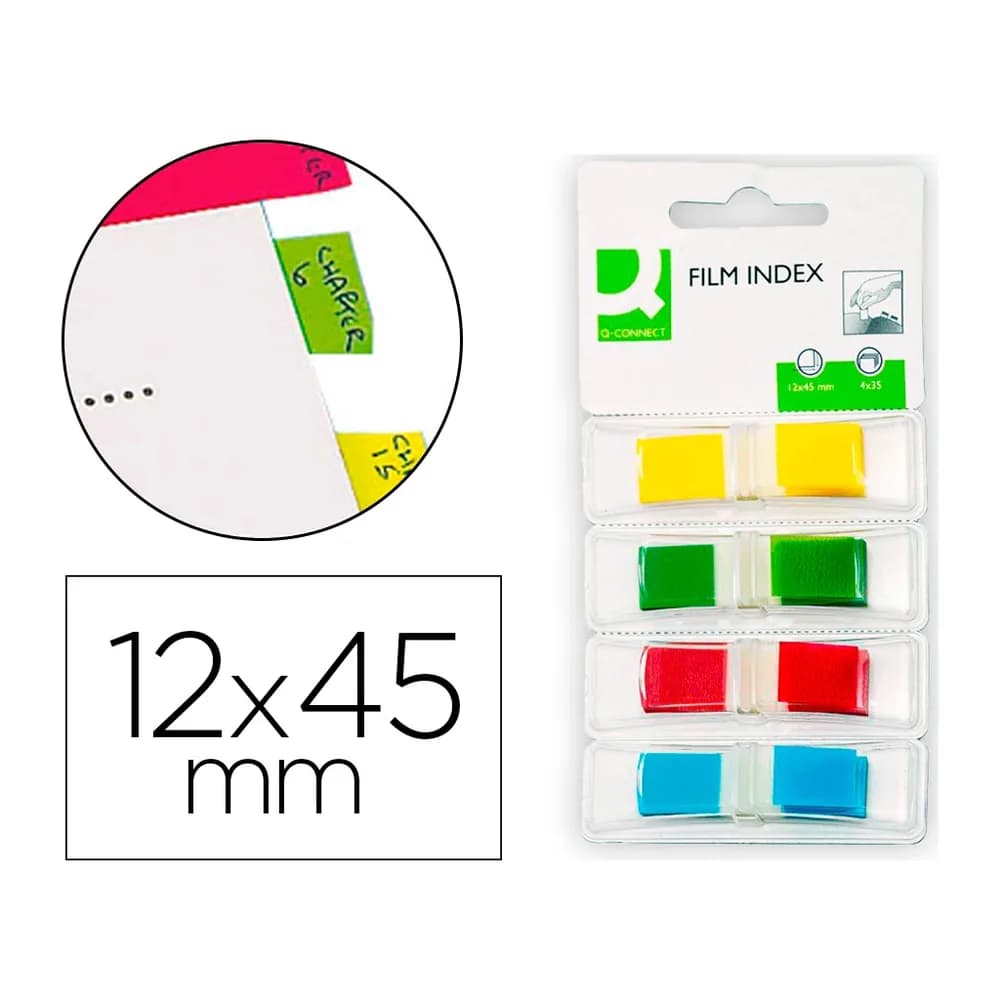 Q-connect Banderitas separadoras q-connect dispensador 4 colores 35 hojas por color