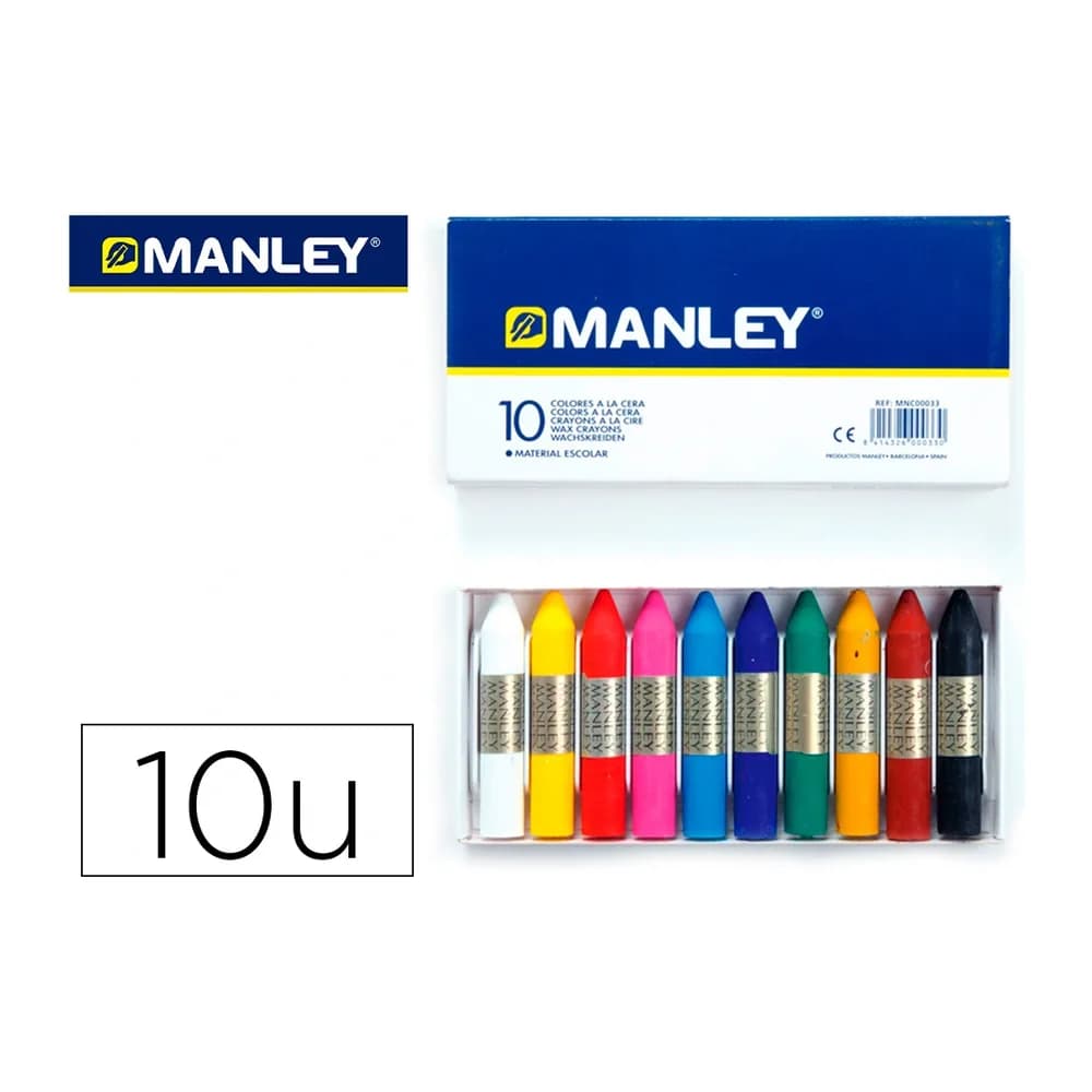 Manley Lapices cera manley caja de 10 colores surtidos